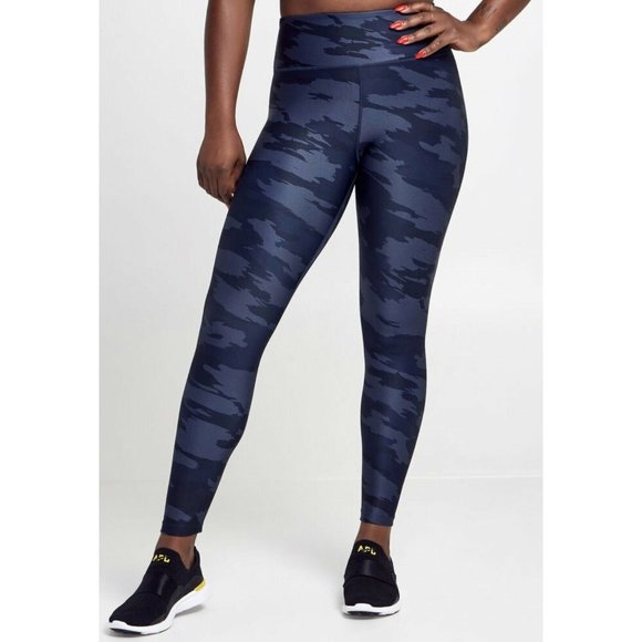 Soul by SoulCycle Camo Printed Leggings Blue‎ High Waist Logo Size S MSRP $88 - Picture 1 of 9